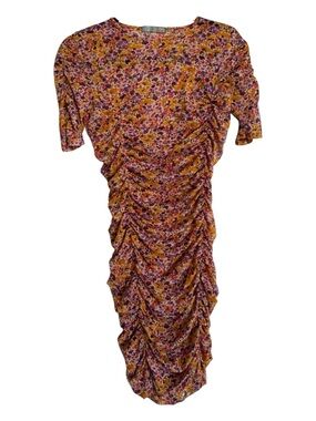 GOOD LUCK GEM Floral Ruched Mini Dress - Small